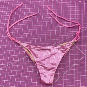 Demon Bikini Handmade Swim Shiny Pink Cheeky Tie Side Bikini Bottom Large Beach